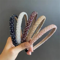 Fashion Women Crystal Headband Beaded Metal Flower Hairband Jewelry Female Rhinestone Pearl Headwear Hair Hoop Hair Accessories