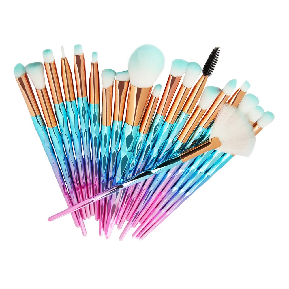 Juego de brochas de 20 piezas con mango largo, diseño de unicornio, Kit de brochas de cerdas, maquillaje de ojos, accesorios de belleza, herramientas profesionales