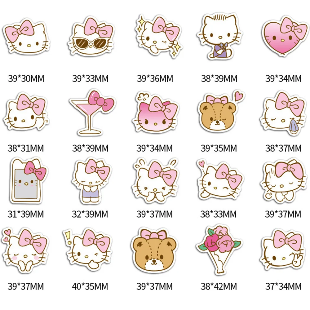 Kawaii Olá Kitty Anime Adesivos, Adesivo Impermeável Dos Desenhos Animados, Decalques DIY para Capacete, Caixa Do Telefone, Bagagem, Carro, Meninas Bonitinhas, 10 Pcs, 30 Pcs, 40Pcs