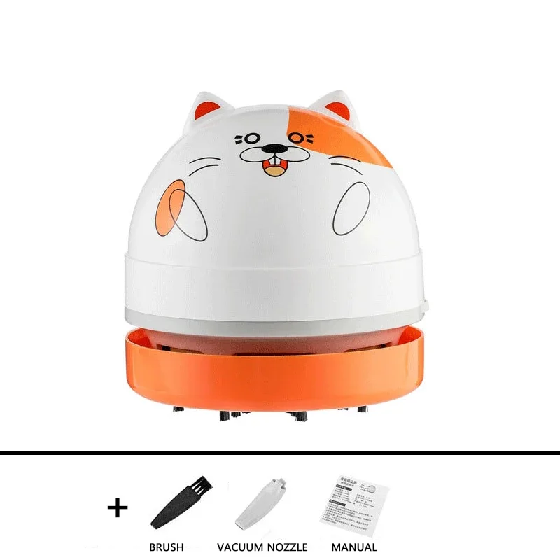 Mini Desktop Vacuum Cleaner Automatic Portable Small Rubber Confetti Computer Table Sweeper Office Student Pencil Crumbs Brush