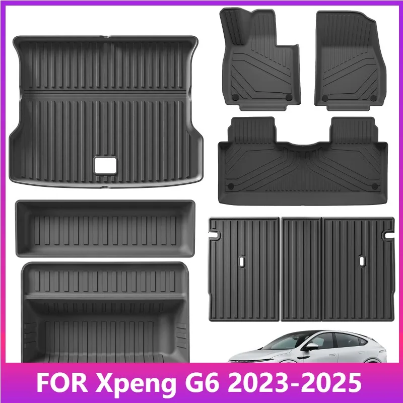 

Для Xpeng G6 2023-2025 автомобильные коврики грузовой вкладыш багажник TPE 3D коврик для ног водонепроницаемый набор подносов без запаха ЧЕРНЫЙ