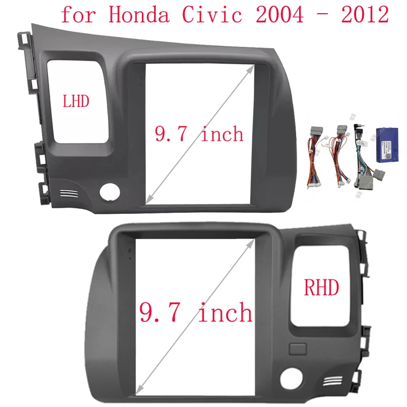 

Автомобильный радиоприемник 9,7 дюйма, 2 Din, облицовка для Honda Civic 2006-2011, мультимедийная рамка в стиле Tesla, видеоплеер, навигация, DVD-панель, отделка