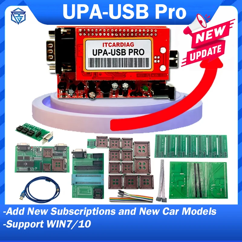 

SN:050D5A5B ITCARDIAG UPA USB Programmer Win10 64Bit Supported USB V1.3 Full Adapters with NEC Functions ECU Chip Tunning Tool