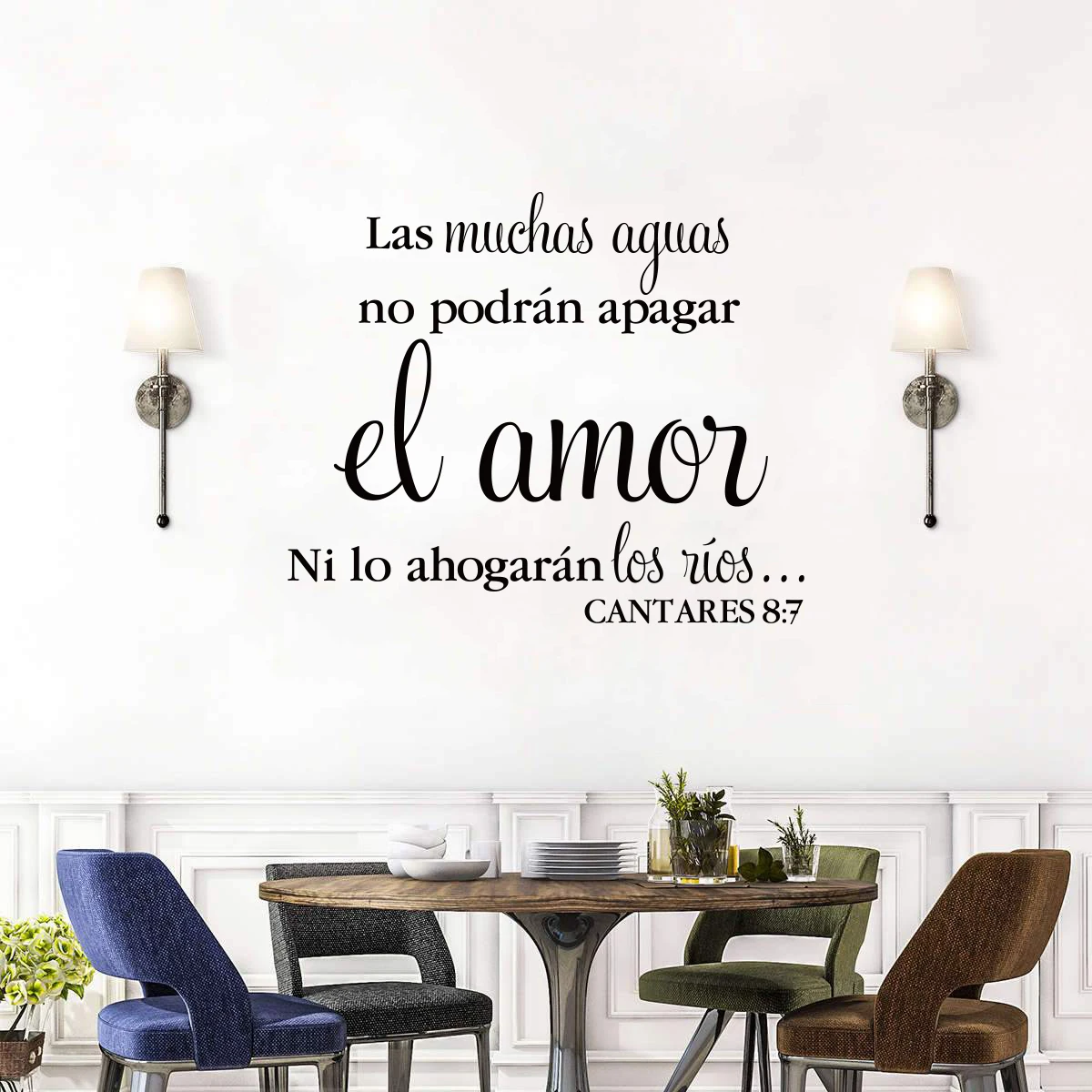 Spanish Bible Verse Song of Solomon 8：7 Wall Sticker Christian God Lord Jesus Religion Quote Wall Decal Living Room Home Decor