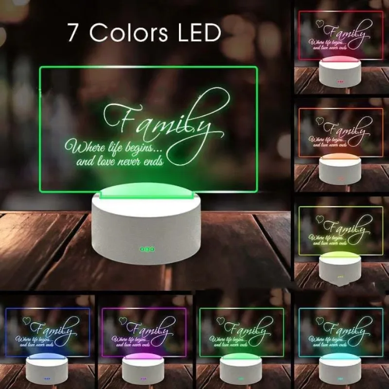 Tablero de notas LED de 7 colores, luz nocturna creativa, enchufe USB, tablero de mensajes, luz de vacaciones, decoración de habitación, lámpara de noche, regalo de novia