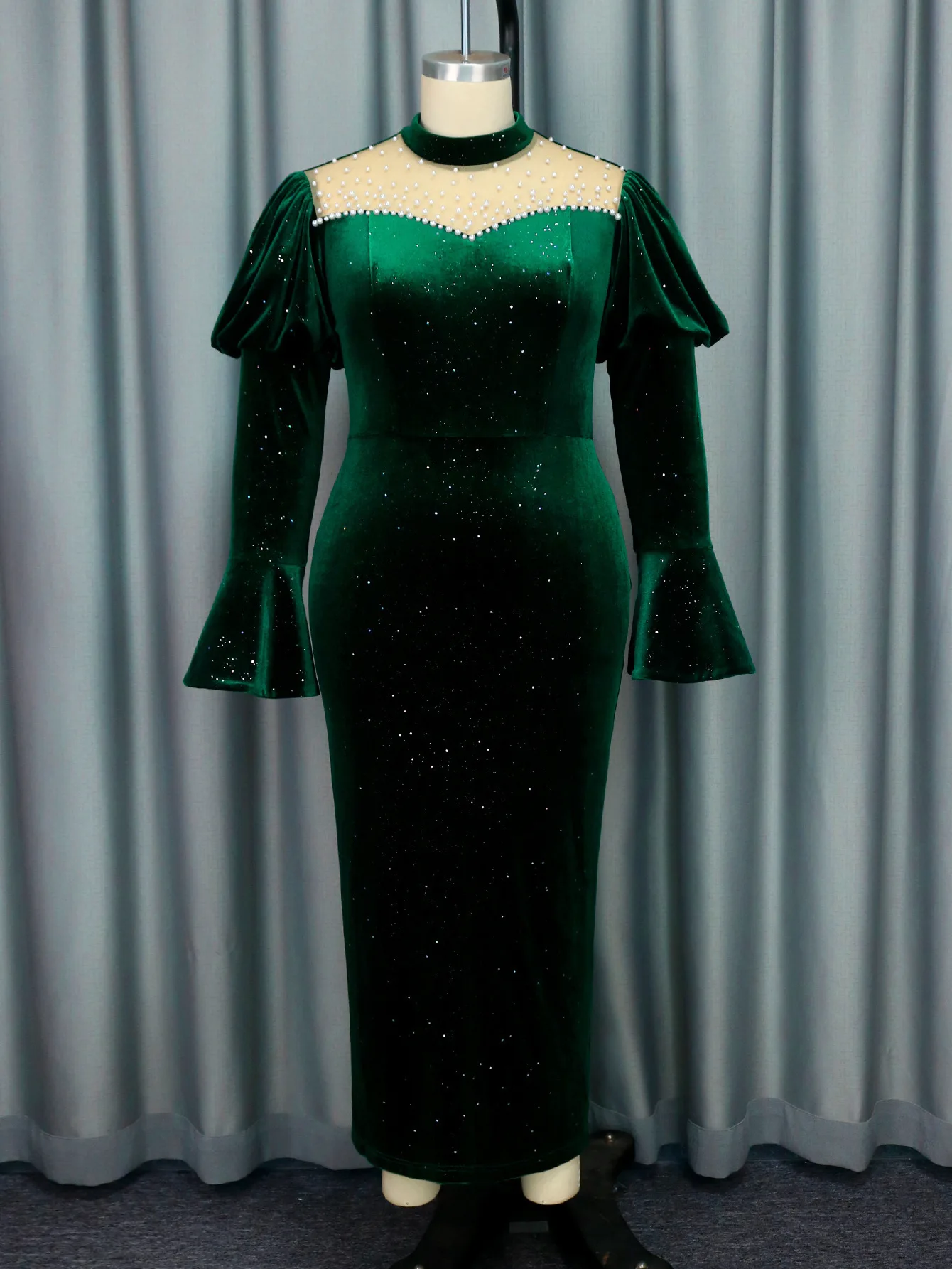 

Long Dress AM040725 Party Beaded Sleeve Robe Dresses