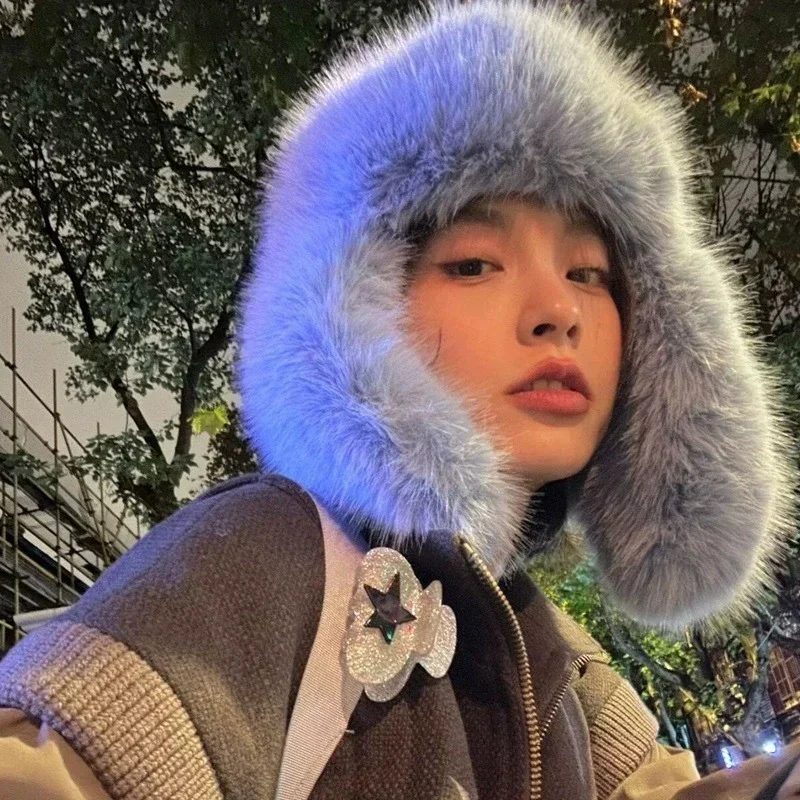 2024 Winter Russian Man Woman White Skin False Rex Rabbit Fur Hats Luxury False Rex Rabbit Fur Cap Unisex False Fur Bomber Hat