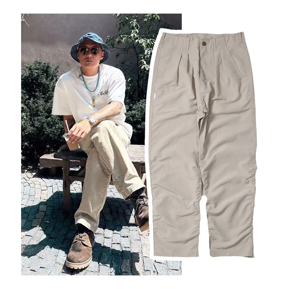 

Casual Loose Men's Straight Leg Pants Workwear Long Trousers Chino Loose Fit Cotton Windproof mid Waist Zipper Fly