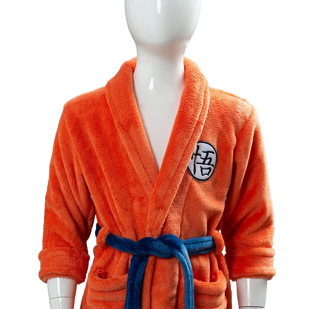 Adult Kids Goku Cosplay Bathrobe Costume Anime Super Hero Costume Adult Men Boys Flannel Pajamas Kimono Fantasia Home Wear