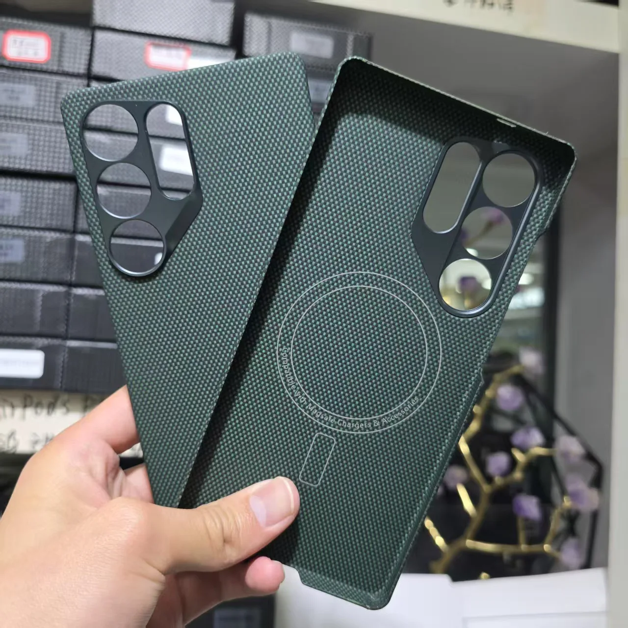 Włókno węglowe do Samsung Galaxy S25 Ultra Kevlar Case Magnetyczne włókno aramidowe Anti Fingerprint Shockproof Pokrowiec na telefon ForMagsafe — zdjęcie produktu 5