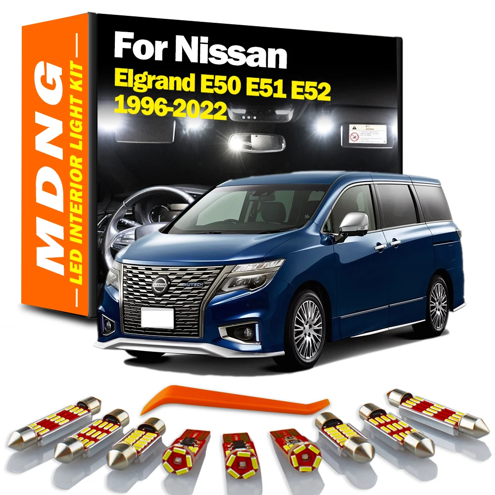 MDNG Canbus Interior LED Light Kit For Nissan Elgrand E50 E51 E52 1996-2015 2016 2017 2018 2019 2020 2021 2022 Car Reading Bulbs