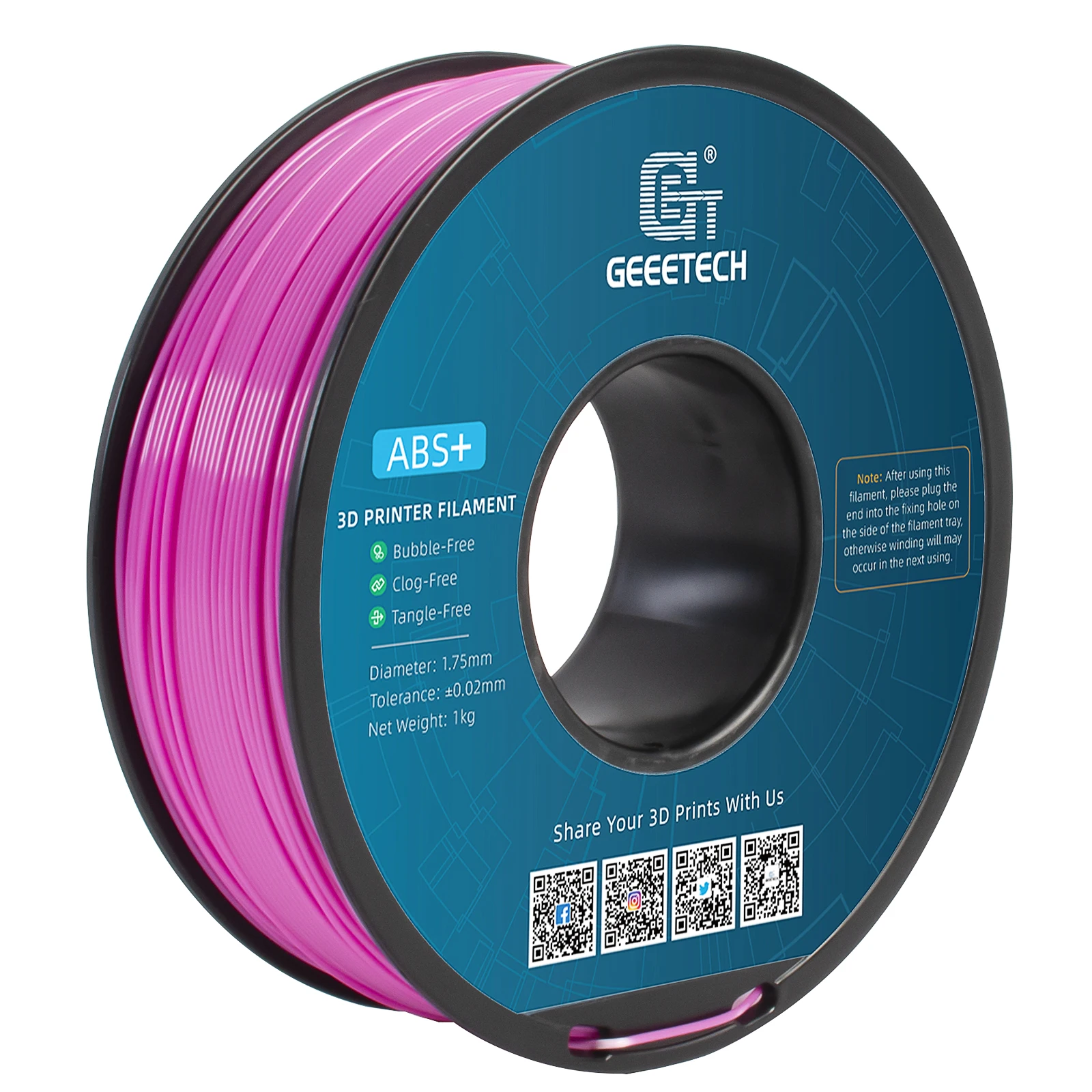 Geeetech ABS+ 3D-filament 1,75 mm 1 kg kunststof, 3D-printermateriaal, wirwarvrij, niet-giftig, vacuümverpakking wit zwart