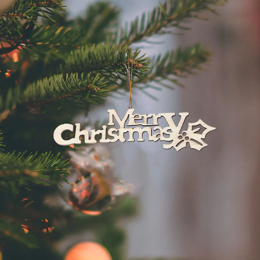 

10Pcs Merry Christmas Wood Pieces Unfinished Wooden Cutouts DIY Painting Scrapbooking Handcraft Ornaments Holiday Decor