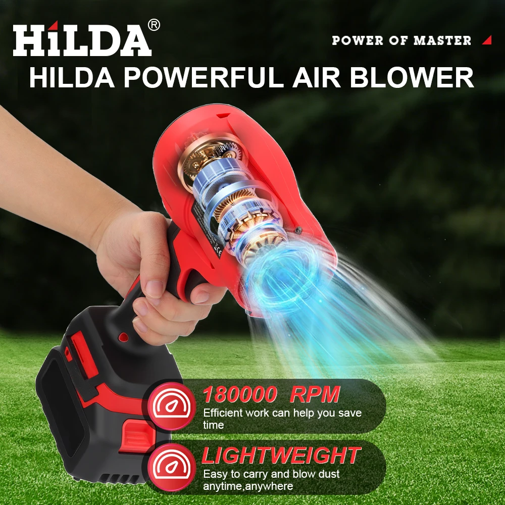 HILDA Ventilatore elettrico senza fili Ventilatore portatile per tempeste Ventilatore da neve portatile 30000 giri/min Purificatore d'aria per batteria Makita