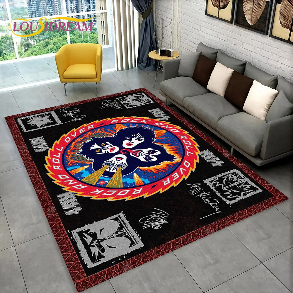 KISS Rock Band Retor Area Rug,Carpet Rug for Home Living Room Bedroom Sofa Doormat Decor,Kitchen Non-slip Floor Mat Alfombra