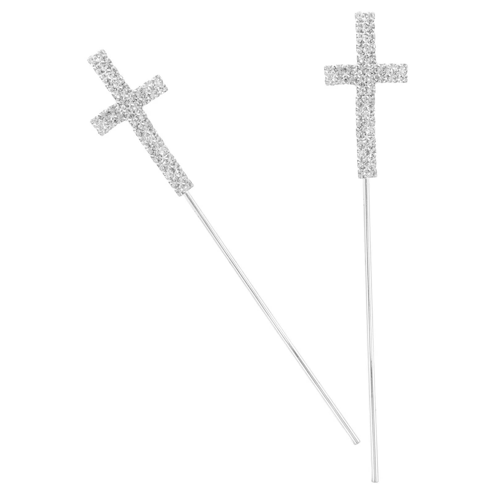 

2 Pcs Cake Decoration Insert Birthday Topper Pick Cross Picks Wedding Fruit Toppers for Hat