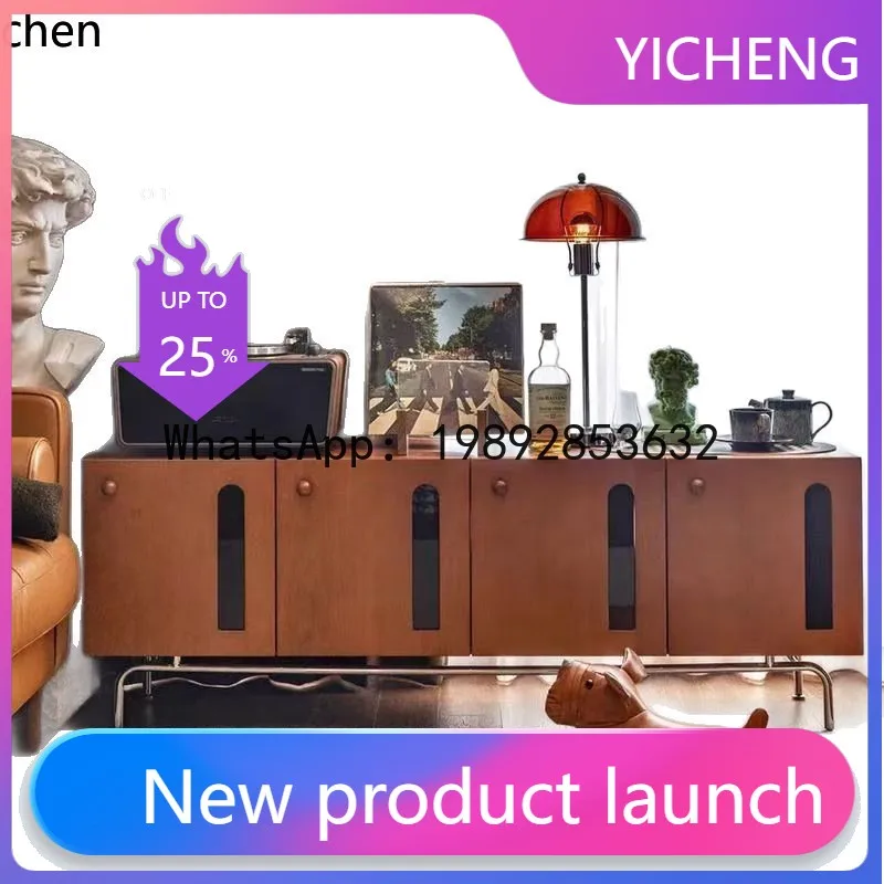 

A1 Solid Wood TV Cabinet Simple Living Room Vintage Storage Cabinet Cream Style Floor Cabinet