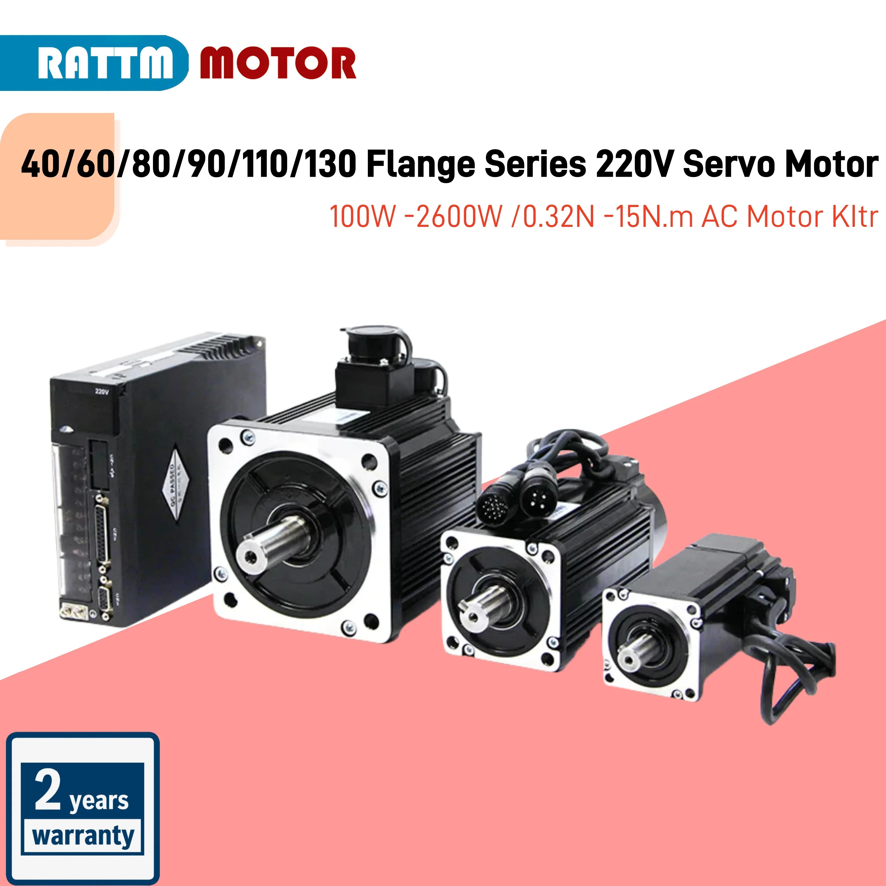 40/60/80/90/110/130 Flange Series 220V Servo Motor with Servo Motor Driver and Encoder Cable, CNC Controller Kit for CNC