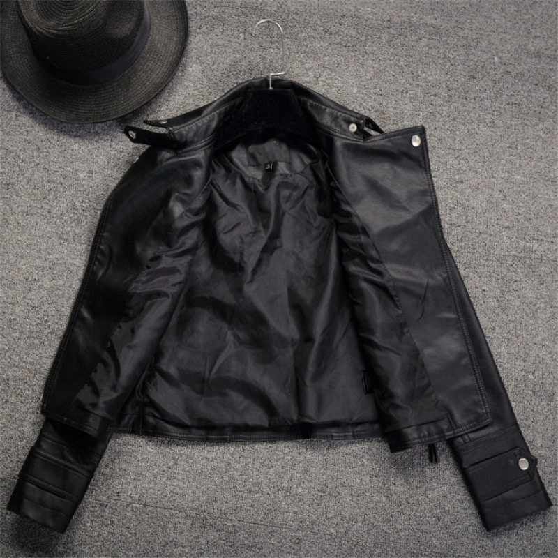 Spring and Autumn New Slim Collar Leather jacket  Women\'s Short PU Motorcycle Coat