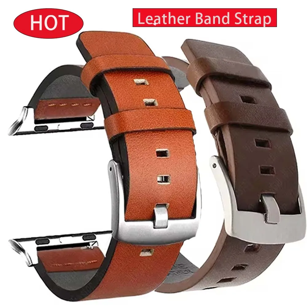 Leather Strap for Apple Watch Ultra 2 Band 49mm 9 8 7 45mm 41mm High Quality Strap for IWatch Series 6 SE 5 4 44mm 40mm Correa