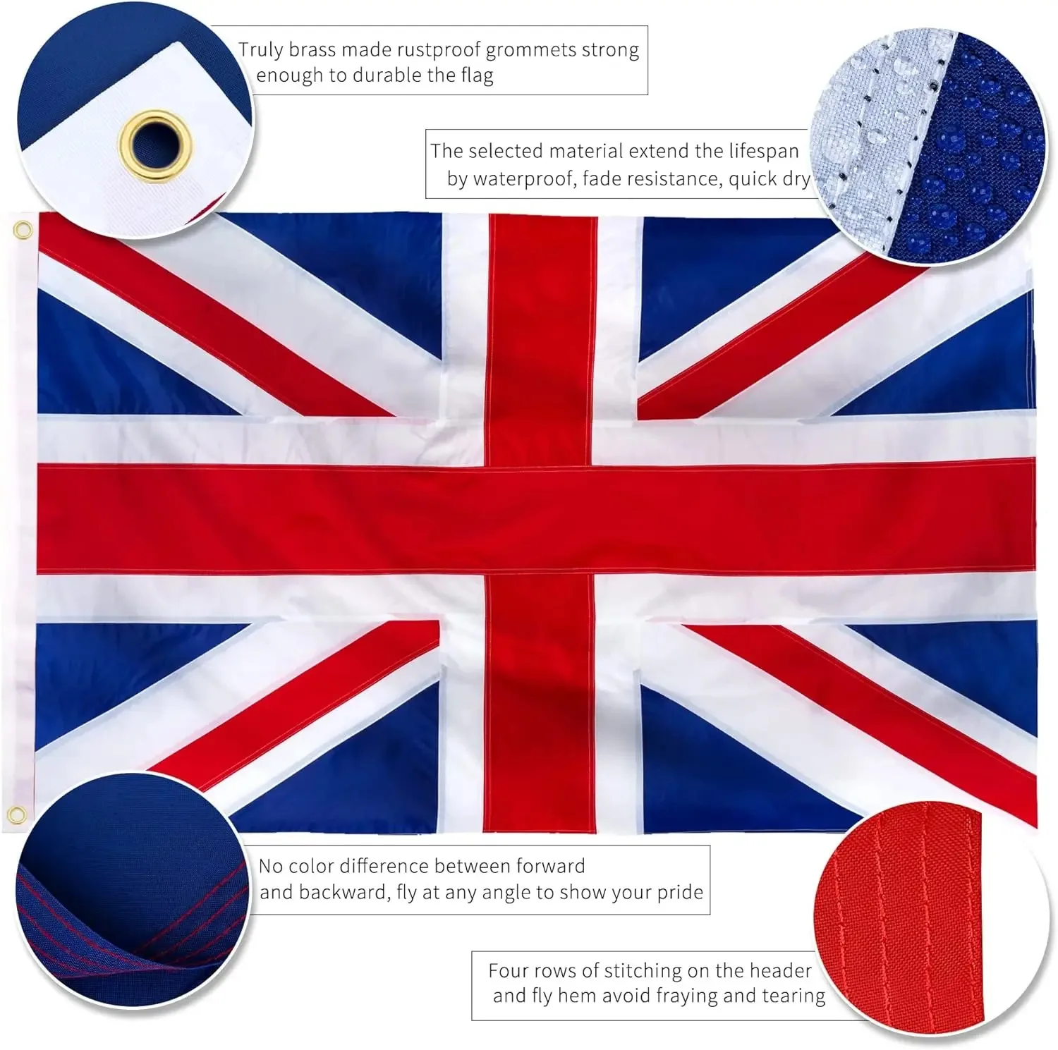 90X150cm Patchwork Embroidered England UK United Kingdom British Flag  210D Nylon High Quality Decoration Banner Tapestry