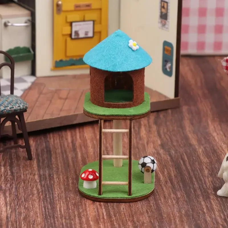 Mini casa de muñecas bonita, marco de escalada para gatos, modelo de torre para gatos, muebles para sala de estar, decoración, casa de muñecas, decoración de microescena