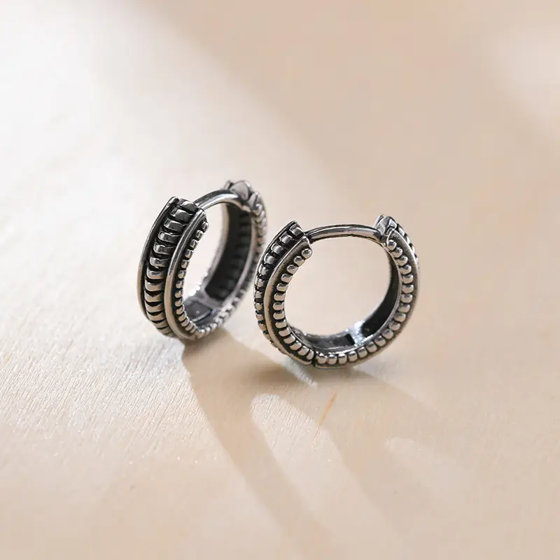 Vnox Stylish Hoop Earrings for Men Boys, Stainless Steel Huggies Earring, Ethnic Punk Rock Male Ear Gifts Jewelry - Image 6