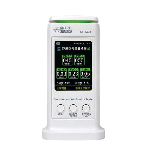 SMART SENSOR ST8308 ST8308A HCHO, TVOC, C6H6, Temperature and Humidity, PH2.5/PM10, WiFi Ambient Air Quality Detector
