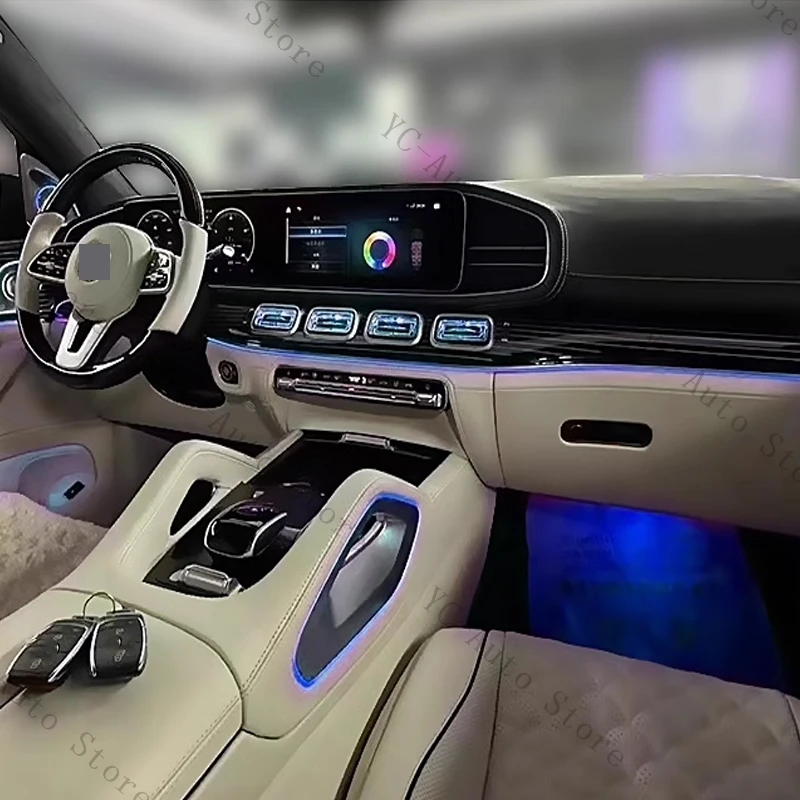 لمرسيدس بنز GLE GLS W167 2020 سيارة LED الجبهة توربو منفذ الهواء تكييف الهواء تنفيس الضوء المحيط اكسسوارات السيارات #4