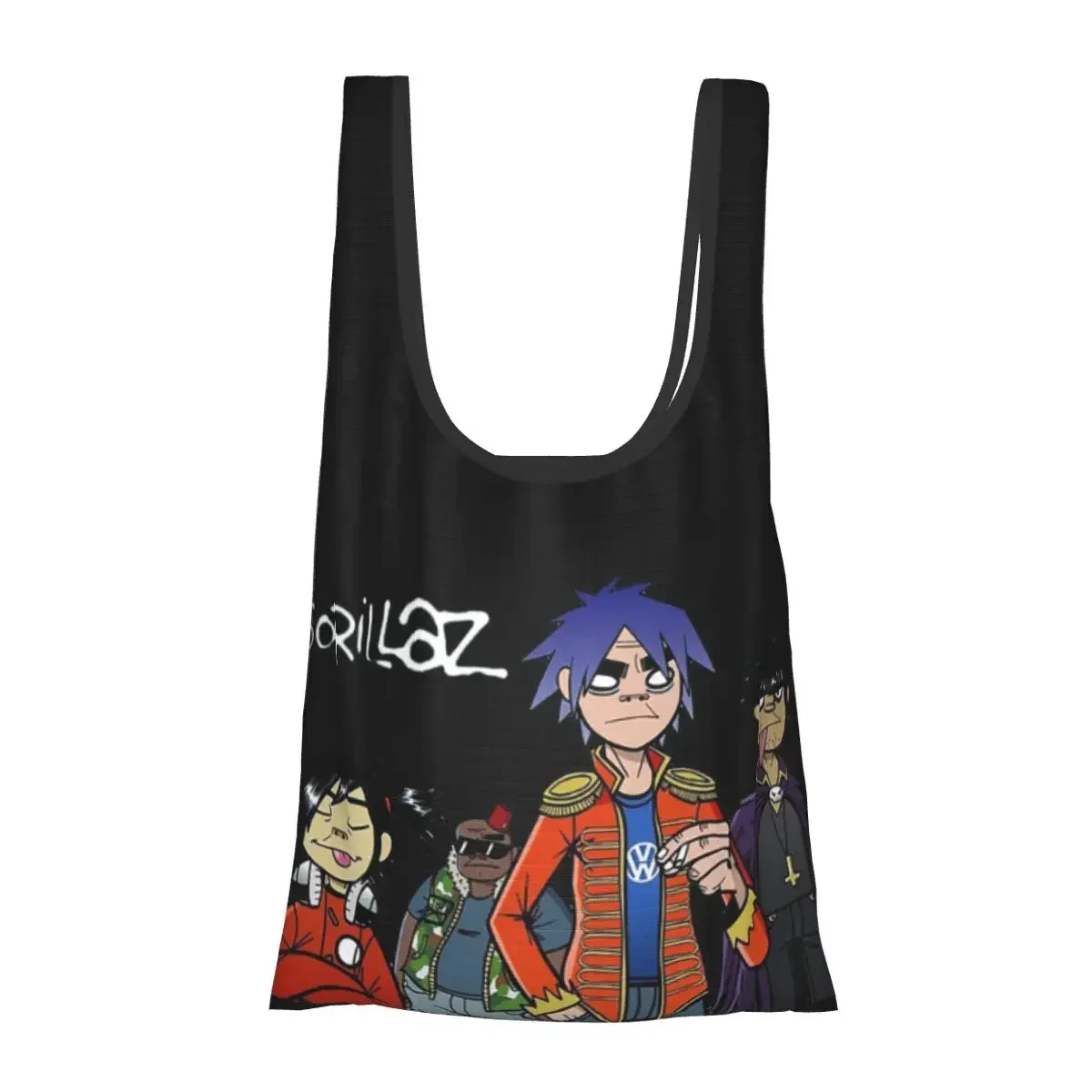 Gorillaz Portable Tote Shopping Bags Reusable Shopper Bag Groceries Handbag Shoulder Bag