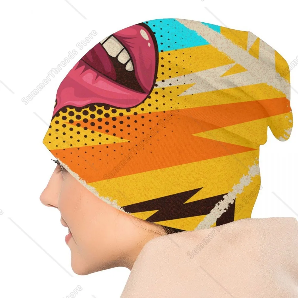 Sweet Sexy Pop Art Lips Skullies Beanies Caps Hip Hop Winter Warm Women Men Knitting Hat Unisex Adult Bonnet Hats image 5