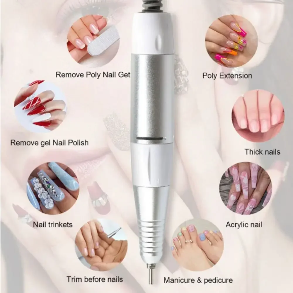 เครื่องเจียรเล็บไฟฟ้าแบบพกพา เปลี่ยนได้ สำหรับมืออาชีพ ตะไบขัดเล็บ อุปกรณ์ทำเล็บสวยงาม