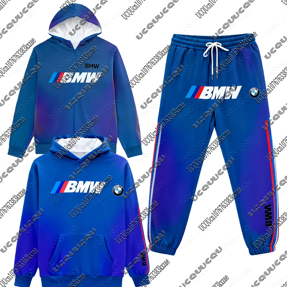 

BMW Motorsport синие градиентные толстовки на молнии + длинные брюки осень-зима BMW мотоциклетная куртка на молнии для мужчин женщин одежда BMW