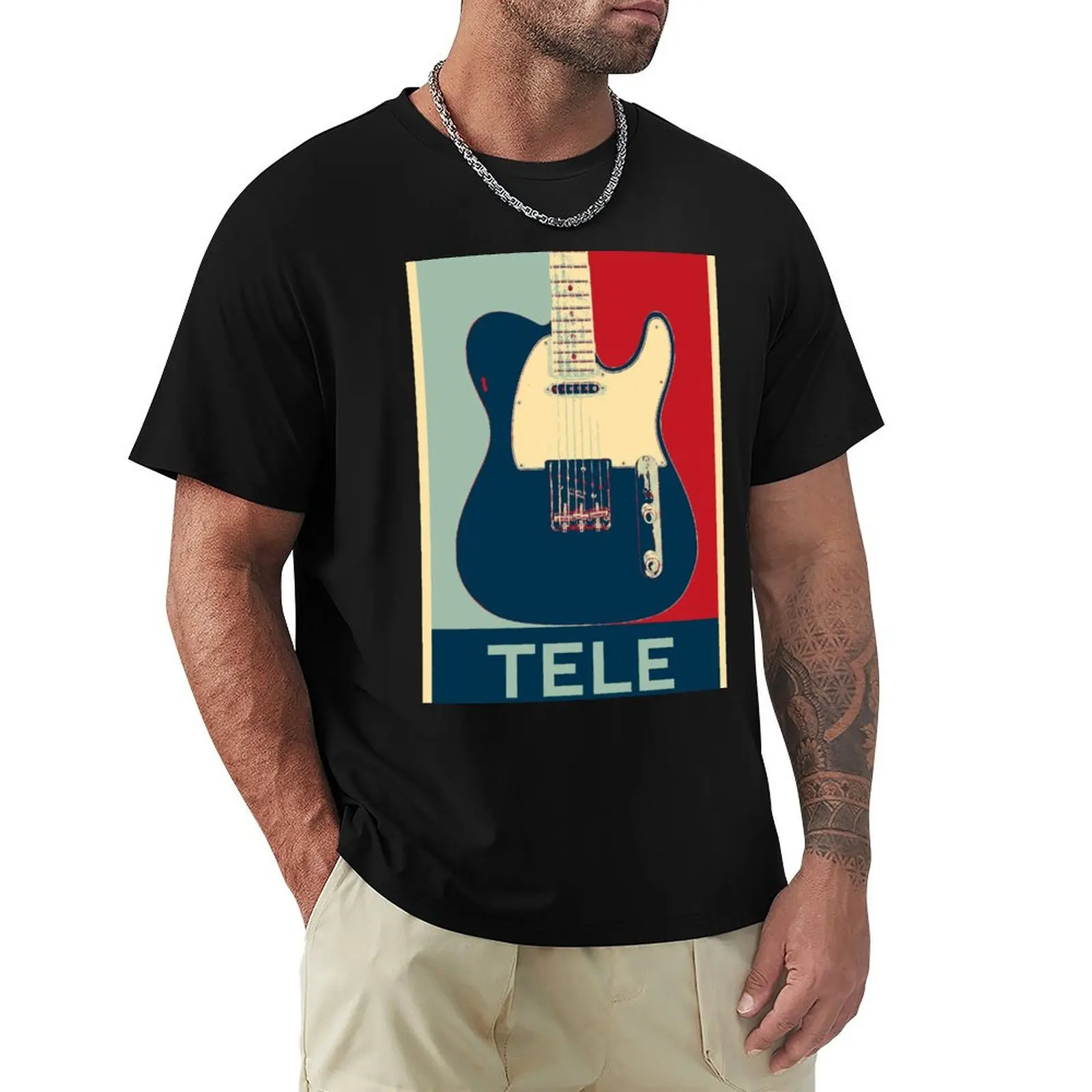 Telecaster electric guitar in poster style T-Shirt Basic Tee Shirt for Everyday Outfit