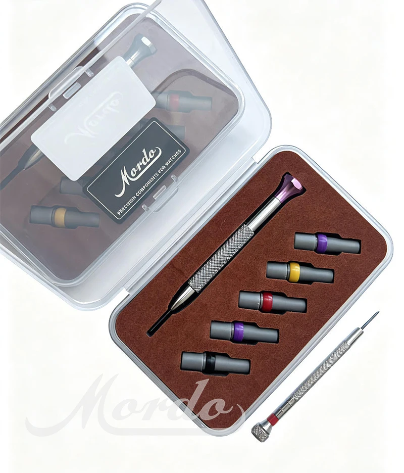 Professional watch repair anti slip device includes 6 screwdriver heads, with specifications ranging from 0.8mm to 1.8mm