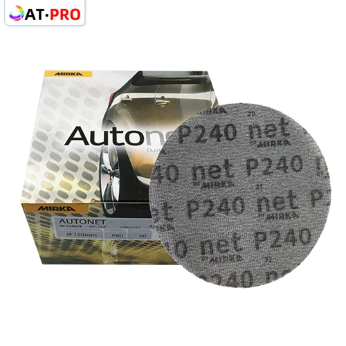 50 Uds 6 pulgadas 150mm óxido de aluminio sin polvo y antibloqueo papel de lija abrasivo MIRKA disco de malla papel de lija lijado de superficie de coche