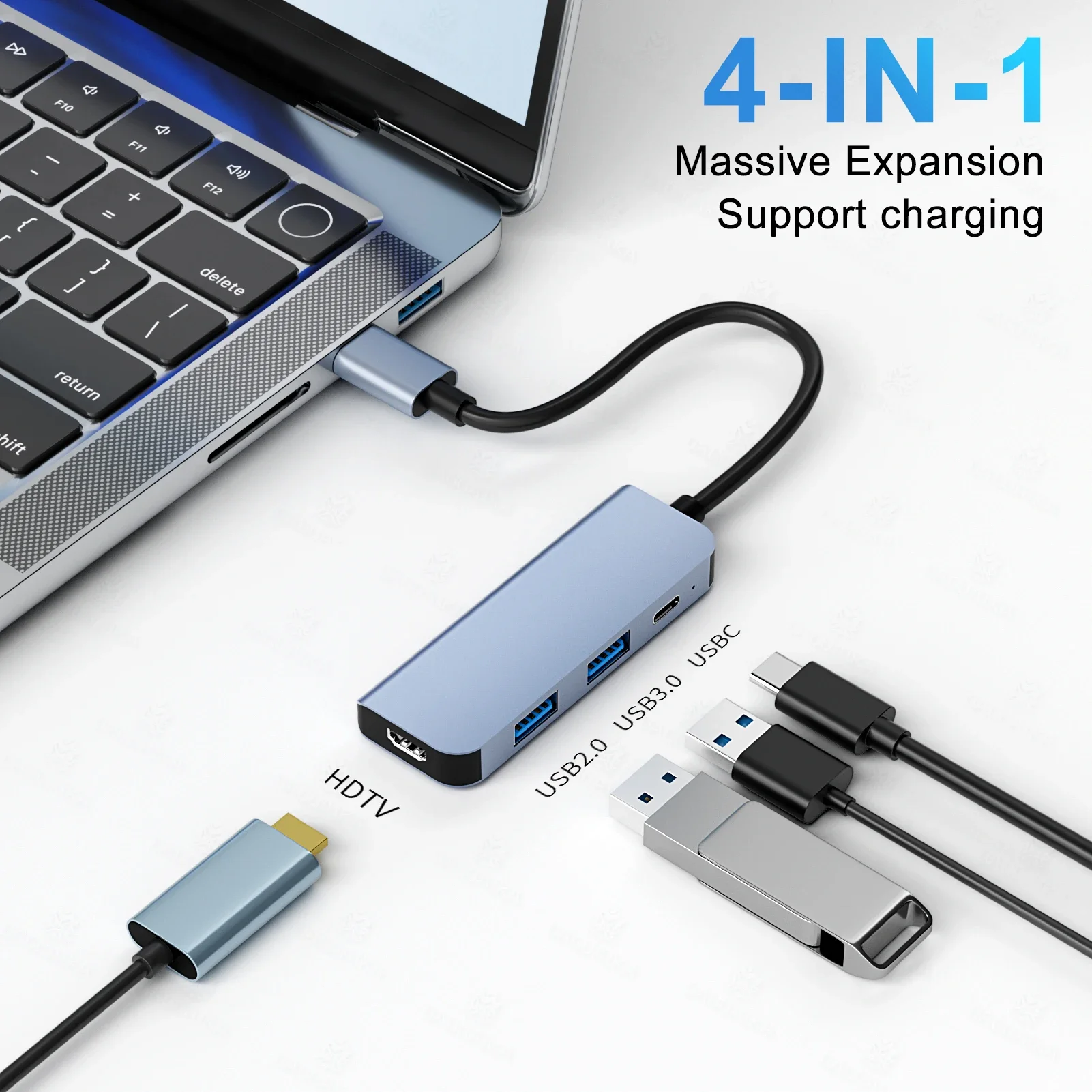 

4 in 1 USB C HUB Type C 4K@30Hz hdtv-Compatible USB 3.0 PD100W Multiport Adapter Docking Station