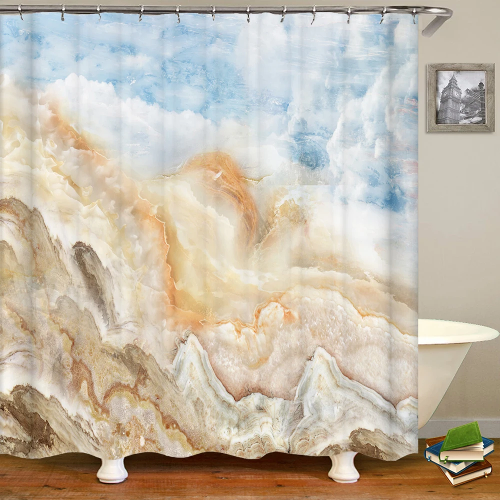 Colorful Abstract Marble Print Shower Curtain With Hook Waterproof Bathroom Curtain Polyester Curtain 3D Shower Curtains 180x180