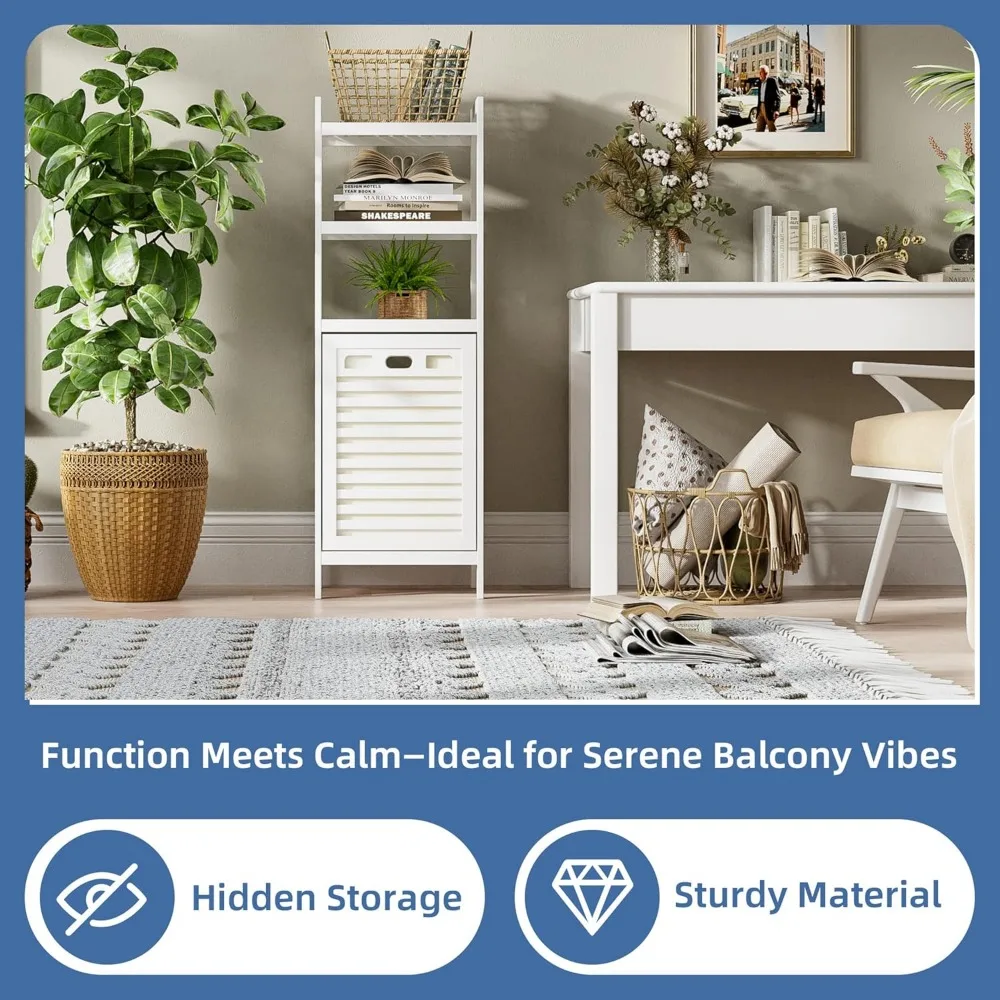 خزانة سلة غسيل قائمة بذاتها مع سلة قابلة للطي لتخزين الملابس في الحمام #5