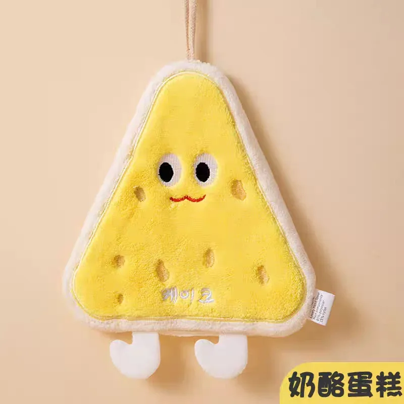 Asciugamano in velluto corallo formaggio, design dolce, asciugamano assorbente per cucina e bagno, motivo ciambella, asciugamano