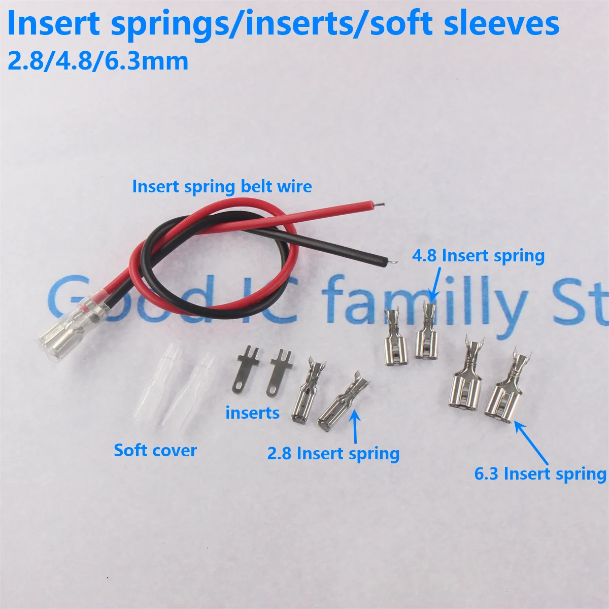 100/10PCS 2.8MM 4.8MM 6.3MM with Transparent Sheath Inserted Spring 6.3mm Female Connector Terminal Faston with Insulator Wire