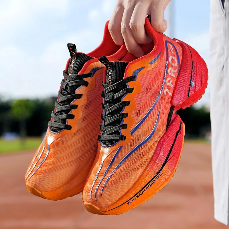 Scarpe da corsa sportive da maratona con piastra in carbonio da uomo, leggere e traspiranti, da donna, comode sneakers da allenamento antiscivolo per esterni