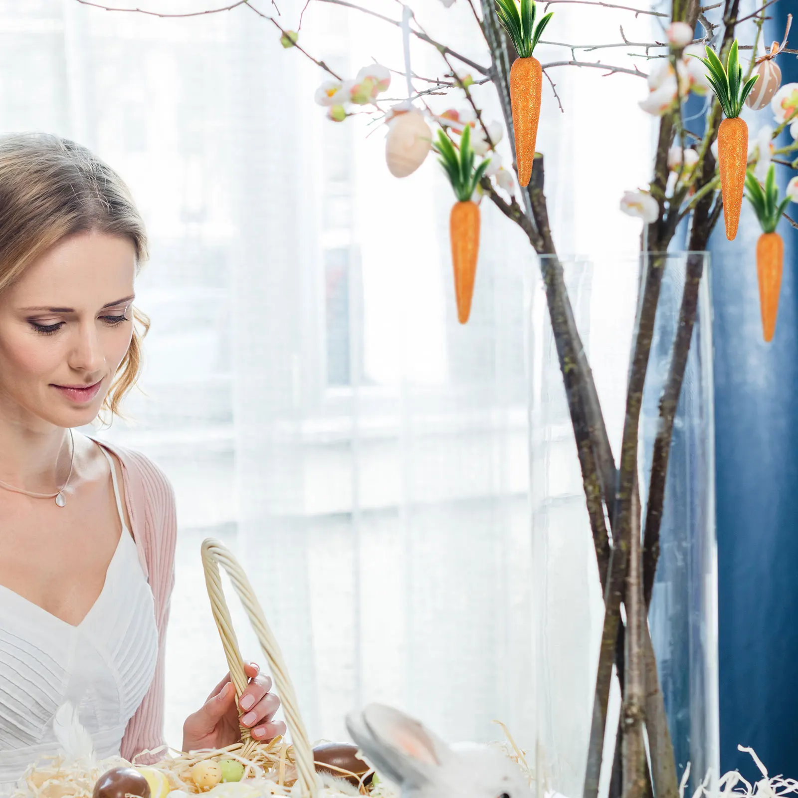 

12Pcs Carrots Pendant Easter Hanging Decoration Chic Ornament Home Wall Tree Porch Festival Decor