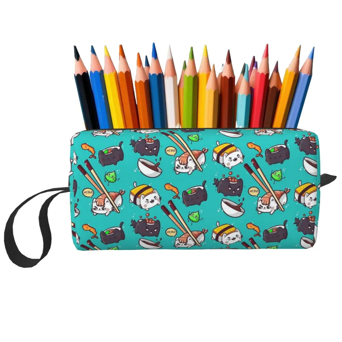 

Sushi Cats Pencil Case for Kids Gifts Pen Box Pencil Bag Stationery Supplies Travel Women Cosmetic Bag Organizer Pouch