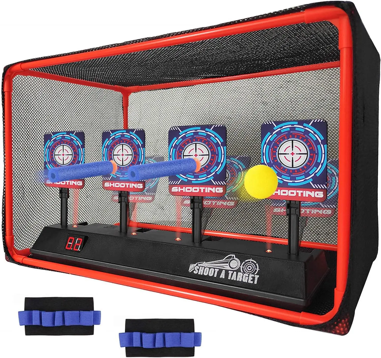 Electronic Auto Reset Digital Shooting Target with net for Toy Gun Gifts for Kids Boys Girls Age 3+