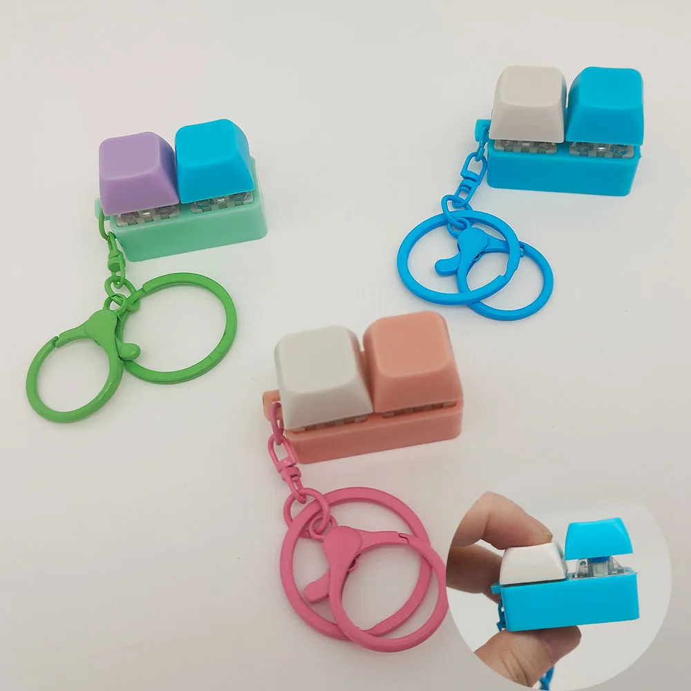 大人用の輪ゴム付きポップそわそわキーホルダー、青いストレス解消おもちゃ、デスクアクセサリー