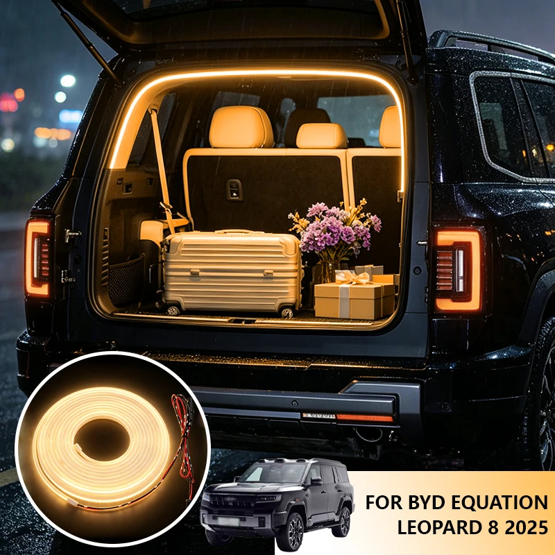 FOR BYD EQUATION LEOPARD 8 2025 Car Rear Trunk LED Atmosphere Light Bar White Warm White Interior Modification Lamp