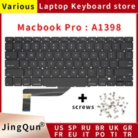 Nuevo teclado de ordenador portátil para Macbook Pro Retina 15 ""A1398 EE. UU. Reino Unido ruso España francés 2012 2013 2014 2015