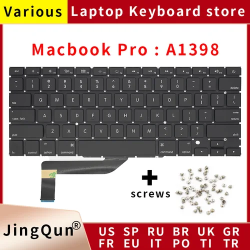 Imagen 1 del producto Nuevo teclado de ordenador portátil para Macbook Pro Retina 15 ""A1398 EE. UU. Reino Unido ruso España francés 2012 2013 2014 2015