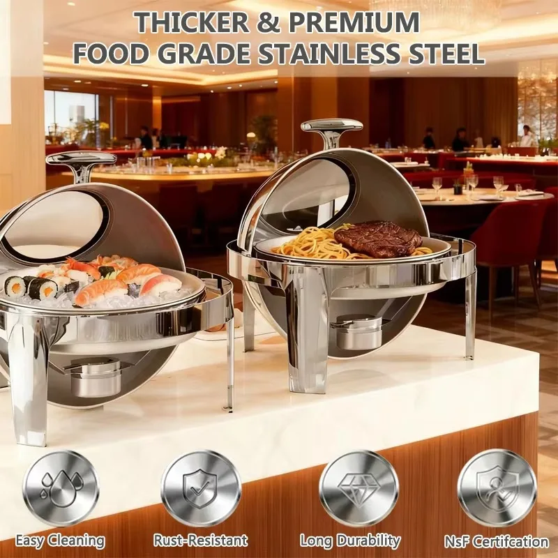 Restaurant Hotel Fully Silver Chafing Dishes  Heating 6L Party Wedding Buffet Stove Catering Buffet Food Warmer